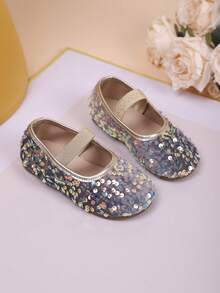Girls' Autumn Flat Shoes, Fashion Versatile Sequin Glitter Dance Performance Shoes, Student Shoes, Princess Shoes, Non-Slip Flat Shoes - Multicolor - View 6