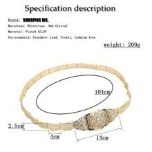 1 件时尚摩洛哥长袍腰带女式水晶花星金属腰链身体首饰阿拉伯新娘婚纱腰带