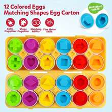 12pcs Matching Egg Set - Educational Color And Shape Learning Toy, Fine Motor Skills Development Toy For Boys And Girls, Easter Egg Gift, Includes 12 Coordinated Shape And Color Matching Eggs, Montessori Toy, STEM Educational Toy, Suitable For Children 3+ Years Old - Multicolor - View 4