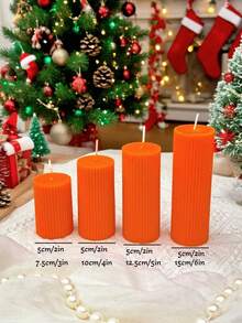 Lumânare cilindrică portocalie de Crăciun pentru aromaterapie, set de lumânări decorative, fabricată din ceară de soia și parafină, conține lumânări aromatice, poate arde timp de 42 de ore, decorare centru lumânare de Halloween, cadou pentru cea mai bună prietenă, cadou pentru femei, cadou de iarnă, decorare casă lumânare, lumânare con de Crăciun