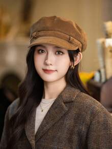 1 件女士秋季贝雷帽，格子云朵图案，休闲优雅报童帽，适合户外、聚会、骑行、旅行、派对、日常穿着，适合秋季 - MM2271 - 查看 6