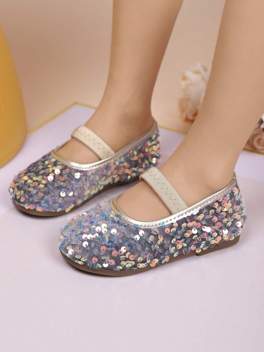 Girls' Autumn Flat Shoes, Fashion Versatile Sequin Glitter Dance Performance Shoes, Student Shoes, Princess Shoes, Non-Slip Flat Shoes - Multicolor - View 1