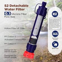 Membrane Solutions Straw S2, NSF/ANSI 42&372&401 Certified, 4-Stage 0.1 μPortable Purifier With Replaceable, 5,000L Capacity Camping, Hiking, Survival And Emergency- 4P - 4 Pack - View 3