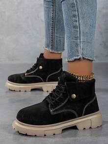 2025新款女鞋透气网眼时尚轻便厚底运动鞋，女鞋，女鞋，女式运动鞋，女士休闲鞋 - 黑色 - 查看 3