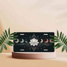 1pc, Moon Phases And For Lotus Front License Plate Covers & Frames, Aluminum License Plate Covers & Frames, Funny Standard Plates Waterproof Novelty For Decoration For Men/Women/Boys/Girls , 30*15cm(12*6inch) - 彩色 - 查看 6