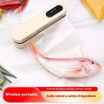 SOKANY Automatic Vacuum Sealer Machine, Food Preservation Sealer. Type-C Charging (Includes 1500mAh Lithium Battery). Comes With 10 Vacuum Bags. 40W High Power, 60KPa Strong Suction, One-Touch Operation, Fast Sealing. Supports Textured Bags/Flat Bags/Food Containers/Vacuum Jars, Suitable For Dry And Wet Food Items. Ideal For Home/RV/Outdoor Camping Use.