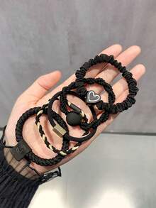 Set da 5 fasce per capelli in gomma color caffè per donne, versione aggiornata, fascia per capelli audace, accessori semplici per capelli, senza danneggiare i capelli, accessori per capelli da donna, strumenti per capelli, accessori di bellezza, accessori per capelli ricci da donna, autunno, viaggio