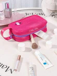 Nueva bolsa de malla compuesta de 3 capas de colores múltiples, bolsa de malla compuesta de 3 capas, bolsa de cosméticos con tapa abatible para vacaciones, bolsa de almacenamiento de cosméticos de gran capacidad, ideal para viajes de vacaciones, playa, dormitorio de estudiantes, bolsa de almacenamiento de cables de datos y artículos de tocador, bolsa de viaje para vacaciones, bolsa de maquillaje para la escuela, bolsa de tocador para cruceros para mujeres