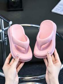 HAHABOBO Girls EVA Platform Flip Flops, Lightweight Summer Thong Sandals For Kids, Slip-On Open Toe Casual Shoes - Pink - View 3