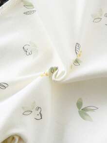 Baby Boy Cute Cartoon Print Front Button Romper, Infant Clothing Suitable For Spring And Autumn Seasons