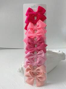 10pcs/Set New Cute Ribbon Bow Hair Clips, Handmade Hair Accessories For Girls - Multicolor - View 3