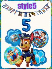 7pcs Paw Patrol Theme Birthday Party Decoration Set, Includes Number Balloons - Official Chase & Skye Theme Decor, Suitable For Boys - Multicolor - View 14