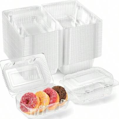 50 Cake Boxes, 7.4x4.9x2.2 Inches High, Suitable For Small Cakes, Pastries, Desserts, Snacks, Disposable Covered Cake Containers, White Cardboard Bakery Takeaway Racks, Suitable For Weddings, Birthdays, Parties