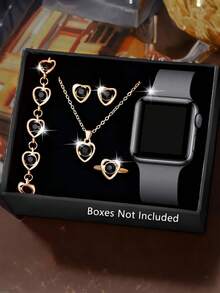 6/1pc Fashionable & Minimalist Cute Digital Display Watch And Jewelry Set (Necklace, Bracelet, Earrings, Ring) - Suitable Gift For Teenage Girls, Great For Parties, Festivals - Multicolor - View 16
