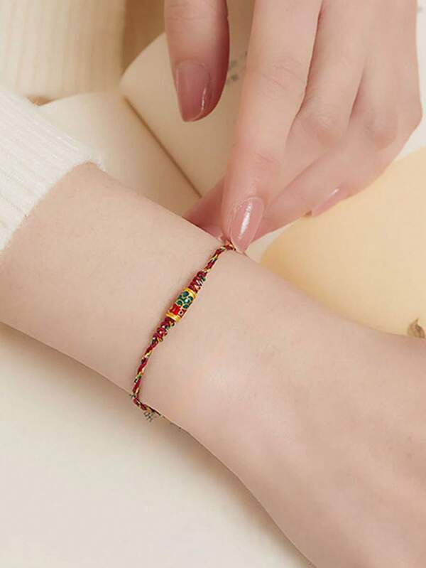 1 Stück handgemachtes rotes & schwarzes Seil Glückskarpfen Armband, verstellbare Größe, geeignet für Männer und Frauen, perfektes Geschenk für Paare, Geschwister, Familie und Freunde