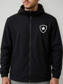 Windbreaker, Cold Weather Shirt, Sweatshirt, Jacket, Coat, Tracksuit, Botafogo Football Team - Black - View 1