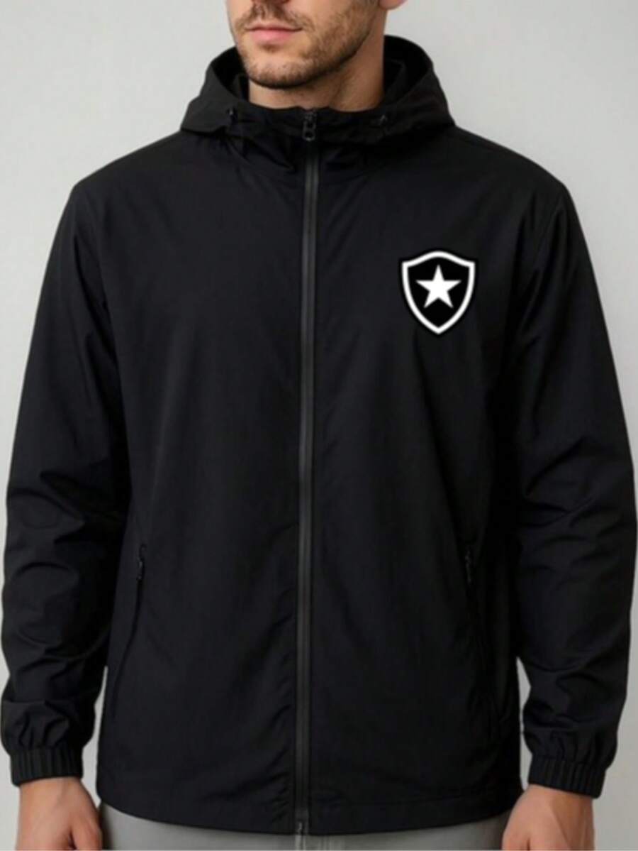 Windbreaker, Cold Weather Shirt, Sweatshirt, Jacket, Coat, Tracksuit, Botafogo Football Team - Black - View 1