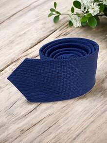 Luxury Men's Skinny Tie Polyester Silk Solid Color Polka Dots Slim Jacquard Groomsmen Tie - 薑色 - 查看 2