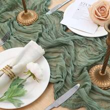 5pcs Ruched Table Cloth, 35*71 Inches, Cheese Cloth, Suitable For Wedding, Reception, Bridal Shower, Party, Birthday, Daily Dining Table & Chair Decor - Multicolor - View 7