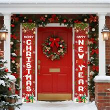 1 Set de Decoración Colgante para el Porche Navideño, Bandera Decorativa de Puerta de Feliz Navidad, Regalo de Navidad, Bandera Colgante de Decoración de Fiesta de Navidad, Bandera de Decoración de Año Nuevo, Ideal para Porche, Patio, Garaje y Decoración del Hogar