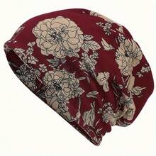 1/6 件 活力波西米亚花卉印花针织帽、围脖、弹力无檐帽、复古男女通用围脖、柔软无檐帽 - 彩色 - 查看 8