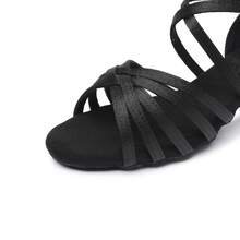 4cm Heel Women Brown Dance Shoes, Soft & Lightweight Comfortable,Heels Latin Dance Shoes ,Satin Professional Ballroom Partys Wedding Jazz Rumba Tango Salsa Practice Performance Dance Shoes Indoor Sandals - Black - View 6
