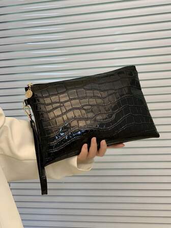 zijinling Crocodile Texture Casual Zipper Women Clutch Envelope Bag Square Bag