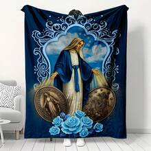 1PC Jesus Pattern Flannel Blanket, Machine Washable, Soft And Comfortable, Lightweight Wool Blanket, Comfortable Air Conditioning Blanket, Home Decoration, Suitable For All Seasons, Friend Gift, Suitable For Sofas, Beds, Cars, Offices, Camping, Travel, Outdoor, Suitable For Giving To Family And Friends. The Perfect Gift For Sons, Daughters, Grandmothers, Grandfathers, Fathers, Mothers, Uncles, And Aunts