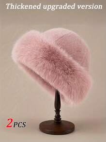 1/2/4pcs New Winter Furry Hats For Women, Autumn/Winter European & Korean Style Warm Hats, Fashionable Solid Color Flattering Mongolian Hats, Thickened Winter Outfits