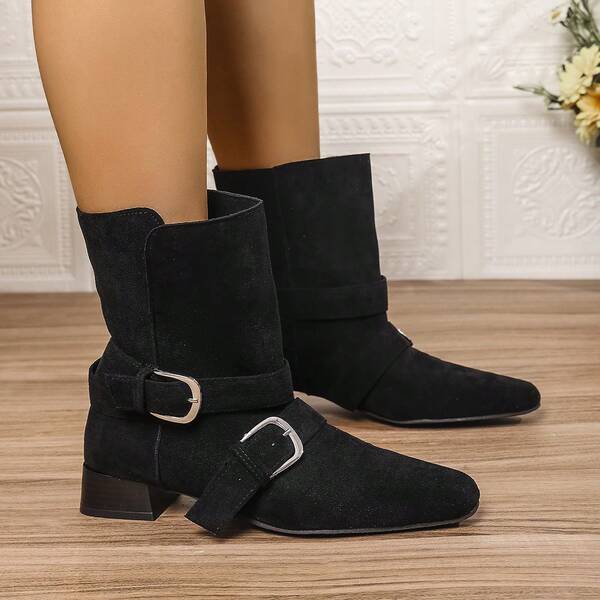 Damen klassische High Heel Stiefel bis zur Mitte des Wades, warme & weiche Wintermode Stiefel, bequeme glänzende Leder Lässig Stiefel bis zur Mitte des Wades