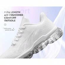 Womens Walking Running Shoes Air Cushion Breathable Fashion Tennis Sneakers Mesh Workout Casual Athletic Sports GymChristmas - 白色 - 查看 3