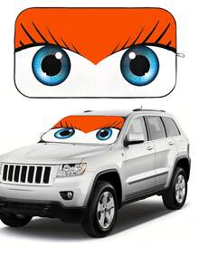 1 pieza Parasol para parabrisas de carro, Visera solar plegable con forma de ojo de carro divertida, bloquea los rayos UV para mantener el interior del carro fresco, Tamaño: 59.06 pulgadas * 27.5 pulgadas