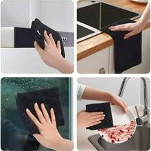 3/6 件套黑色浴室手巾和面巾，超柔软速干加厚 - 黑色 - 查看 3