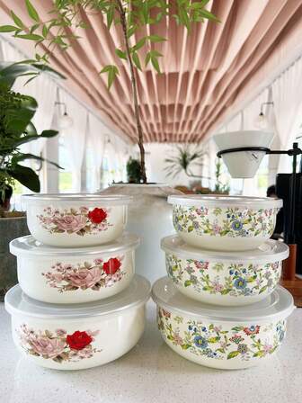 3件套彩色搪瓷密封保鲜盒 - 多功能食品储存，可用作洗碗机午餐盒、汤碗、沙拉碗，适用于学校、露营、野餐和办公室，提供12/14/16个容量的保鲜盒，用于保存水果、蔬菜、沙拉、面条，厨房收纳整理，耐热耐冻，厨房配件，可用作冰箱午餐盒，带密封盖的零食碗 - 非常适合家庭、办公室、学校、野餐和露营。