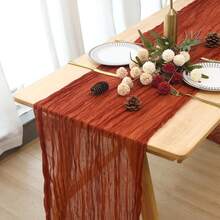 5pcs Ruched Table Cloth, 35*71 Inches, Cheese Cloth, Suitable For Wedding, Reception, Bridal Shower, Party, Birthday, Daily Dining Table & Chair Decor - Multicolor - View 14