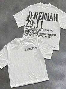 JEREMIAH 29:11+Scriptures "Is A" Street Totem Of Religious Faith, With Scripture Declarations, Minimalist Logos, And  Designs Proving That "Faith Is Hope, And Religious Philosophy Is Street Redemption" ﻿ ... Value Declaration T-Shirt, Burning Bright, No Outing, Strength, Respect Streetwear Shirt, Hometown Flag, Warning, Fashion Clothing, Pattern T-Shirt For Women, Interesting Pattern T-Shirt, Pattern T-Shirt For Men, 100% Cotton T-Shirt, Designed For Youth And Fashion. They're Here, Perfect For Casual Wear And Street Style. They Are Excellent Gifts For Friends And Family. - 白色 - 查看 1
