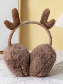 Hirschgeweih Plüsch Ohrenschützer, warm & modisch dehnbare Kaninchenfell Ohrenwärmer für den Winter