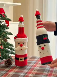 1pc capa de garrafa de papai noel e boneco de neve, decoração de restaurante de férias