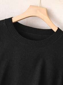 GIGOGOU 女士薄款保暖休闲毛衣上衣，柔软舒适，简约时尚，秋季服装，黑色 - 黑色 - 查看 7