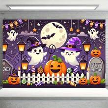 2D1pc Halloween Happy Animals & Pumpkin Party Background Cloth, Multipurpose Backdrop Wall Decor Photography Prop, Suitable For Living Room Bedroom Office Home Decor/Outdoor Decor/Studio Prop/Party Decoration, Holiday Gift