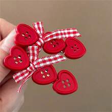 2pcs Heart-Shaped Button Hair Clips, Cute Front Bangs/Side Bangs Hairpins For Women And Girls, Hair Accerssories