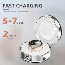 Anillo Inteligente Vintage para Mujeres y Hombres, Rastreador de Fitness con Monitor de Frecuencia Cardíaca, Rastreador de Sueño, 8 Modos Deportivos, Contador de Pasos, Impermeable IP68, Batería de 5 Días, Estuche de Carga Magnético de Cristal - 7 - Ver 7