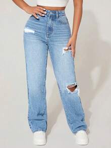 Casual Slim Fit Jeans For Teen Girl Versatile - Blue - View 4
