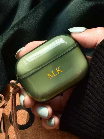 Capa de fone de ouvido Morandi Color minimalista personalizada em verde oliva, preto, azul e cinza, translúcida com pulseira de couro, design criativo compatível com Apple, ótimo presente para dia dos namorados, aniversário, feriados, mulheres