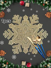 1/4/6pcs Christmas Arrow & Snowflake PVC Gold Foil Placemats, Christmas Hotel Restaurant Decor Heat Insulation Non-Slip Table Mats, Suitable For Wedding Party, Valentine's Day, Holiday Celebration, Picnic, Birthday Banquet Table Decoration - Multicolor - View 9