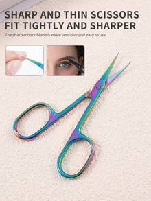 4pcs/3pcs/2pcs/1pc Professional Stainless Steel Curved Tip Precision Scissors, Multi-Functional Beauty Scissors For Trimming Facial Hair, Eyebrows, Eyelashes, Beard, Nose Hair, Ear Hair, Suitable For Men And Women,Makeup,Cheap,Room Decor,Vanity,Travel,Bedroom,Makeup Accessories