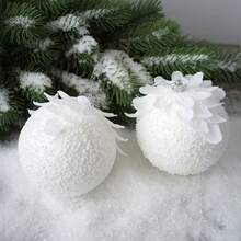3pcs Christmas White Petal Ornament Balls, Christmas Atmosphere Decor, Foam Decorations For Christmas Tree - أبيض - مشاهدة 7