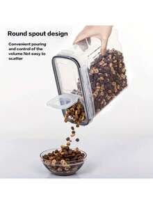 4pcs4LFood Storage Bins, Large Food Storage Containers With Lids, Stackable And Reusable Food Sealed Box, For Flour, Sugar, Dry Food And Grain, Kitchen Organizers And Storage, Kitchen Accessories - 黑與白 - 查看 6