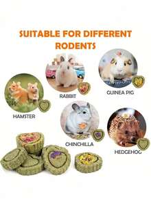 6pcs Natural Wooden Rabbit Chew Toys, Assorted Small Animal Teething Toys, Suitable For Pet Cage Accessories, Small Animal Oral Health, Teeth Cleaning Toys, Random Style - Multicolor - View 3