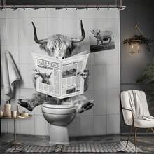 Funny Cute Frog Bathroom Shower Curtain, 66x72 Inch, Animal Plant Leaves Polyester Fabric Waterproof Bathroom Decor - Báo Bull - Xem 3